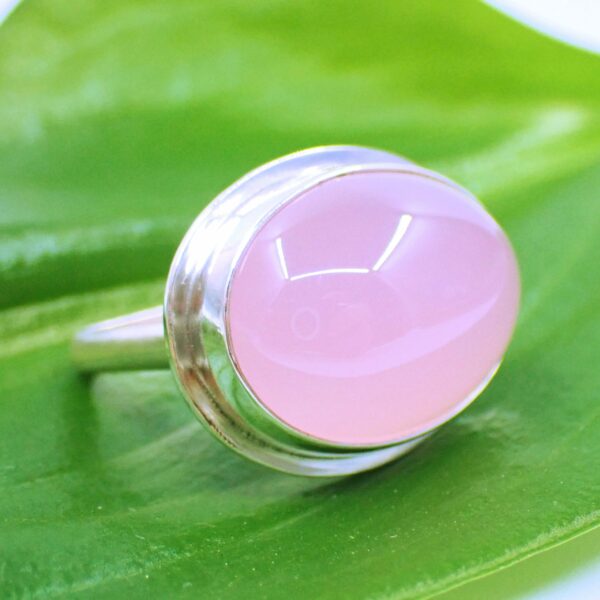 Bubblegum Ring sterling silver fashionable pink Chalcedony lustrous color handmade