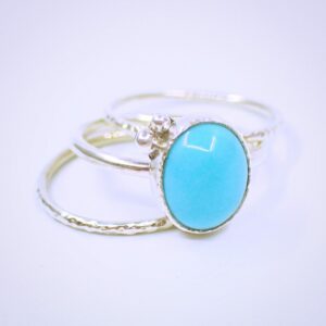 Rings sterling silver stackable natural Campitos Turquoise elegant handmade
