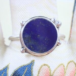 Azure Ring sterling silver fashionable natural Lapis Lazuli gold Pyrite specks