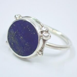 Ring sterling silver fashionable natural Lapis Lazuli gold Pyrite specks