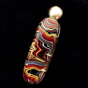 Retro Pendant sterling silver artisan Fordite upcycled recycled vintage paint slag Detroit Agate