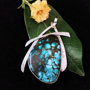 Azul Pendant sterling silver artisan Hubei Turquoise handmade