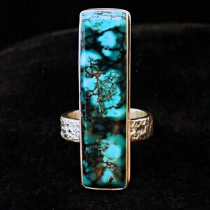 Serenity Ring sterling silver artisan statement Yungai Turquoise scenic landscape formation handmade