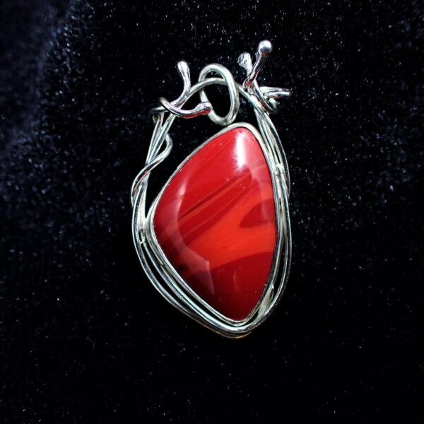 Scarlet Pendant sterling silver artisan red Rosarita handmade
