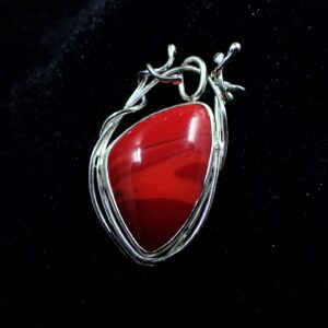 Pendant sterling silver artisan red Rosarita handmade