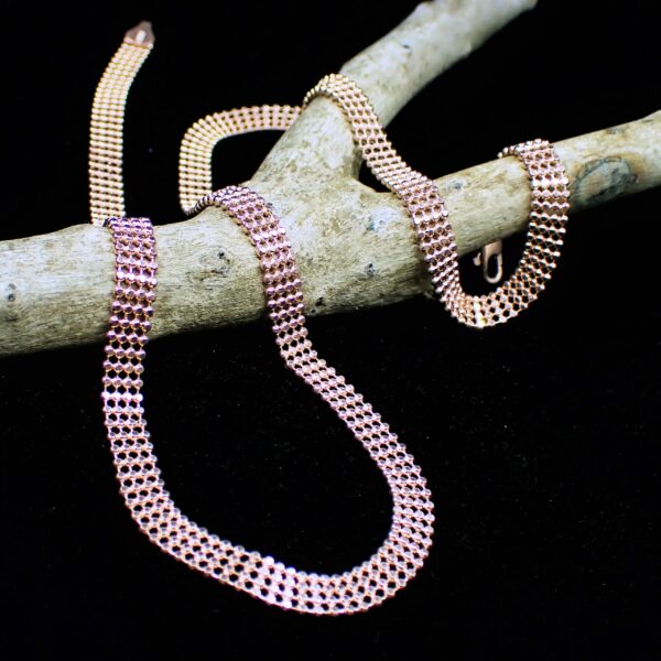 Rose Gold Cleopatra Chain broad snake design sterling silver 14K rose gold plated made in italy