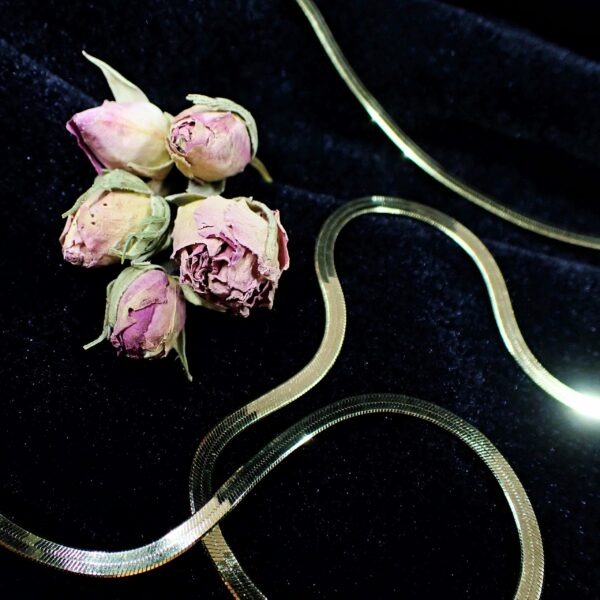 LW28 Chain herring bone sterling silver 14k gold plated made in italy