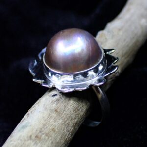 Etta Ring sterling silver artisan South Pacific mabe pearl lustrous handmade