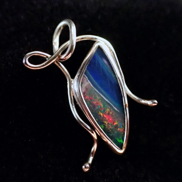 Joie Pendant artisan Australian opal sterling silver