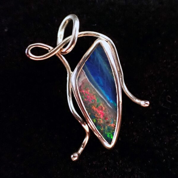 Joie Pendant artisan Australian opal sterling silver