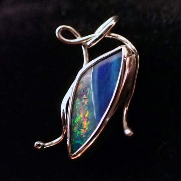 Joie Pendant artisan Australian opal sterling silver