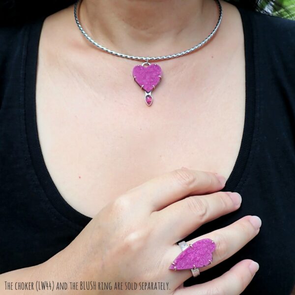 Bella Pendant statement natural Cobalto Calcite mixed metals 14k gold sterling silver handmade