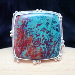Camille Ring artisan natural Sonora Sunrise stone rare wild flower art sterling silver textured