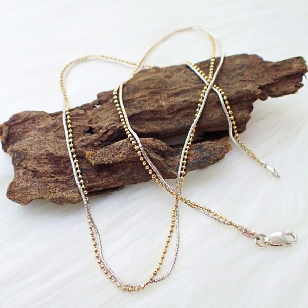 2-Tone Chain Double short chain sterling silver 18K gold plated fine quality made in italy