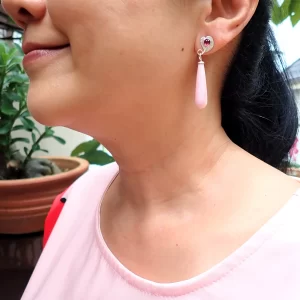 Earrings Queen Conch Drops Sterling SIlver Rhodolite Garnet