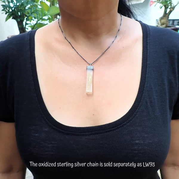 Taylor_1 Pendant oxidized sterling silver wild natural lacey silk cocoon handmade resin