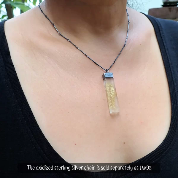 Taylor_2 Pendant oxidized sterling silver wild natural lacey silk cocoon handmade resin