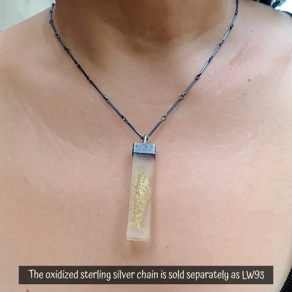 Taylor_3 Pendant oxidized sterling silver wild natural lacey silk cocoon handmade resin