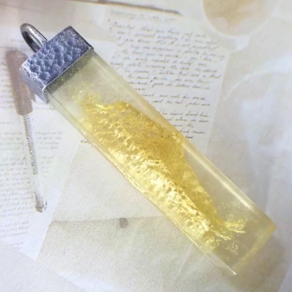 Taylor_6 Pendant oxidized sterling silver wild natural lacey silk cocoon handmade resin