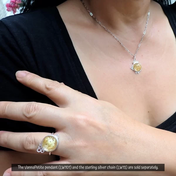 SouvannaPetite_1 RIng Sterling Silver Natural Silk Cocoon Resin Unique Handmade