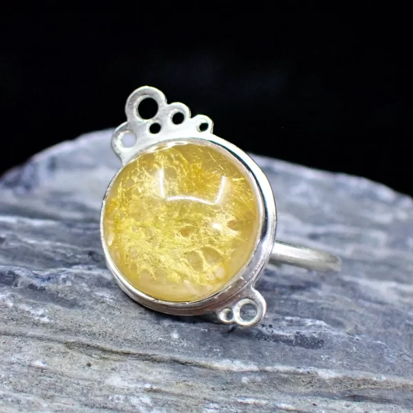 SouvannaPetite_6 RIng Sterling Silver Natural Silk Cocoon Resin Unique Handmade