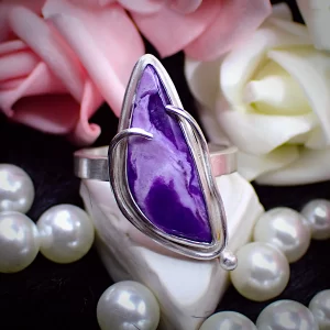 Ring sterling silver natural purple Sugilite stone handmade
