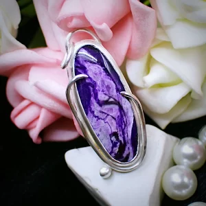 Pendant sterling silver natural purple Sugilite stone handmade