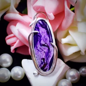 Pendant sterling silver natural purple Sugilite stone handmade