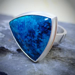 Ring sterling silver natural Shattuckite stone handmade