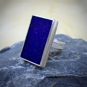 Ring sterling silver natural Lapis Lazuli stone handmade