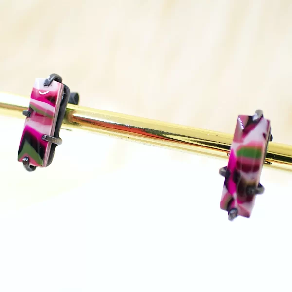 Abstract12_d Earrings ear studs oxidized sterling silver handmade polymer clay abstract art