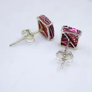 Earrings ear studs sterling silver handmade polymer clay abstract art