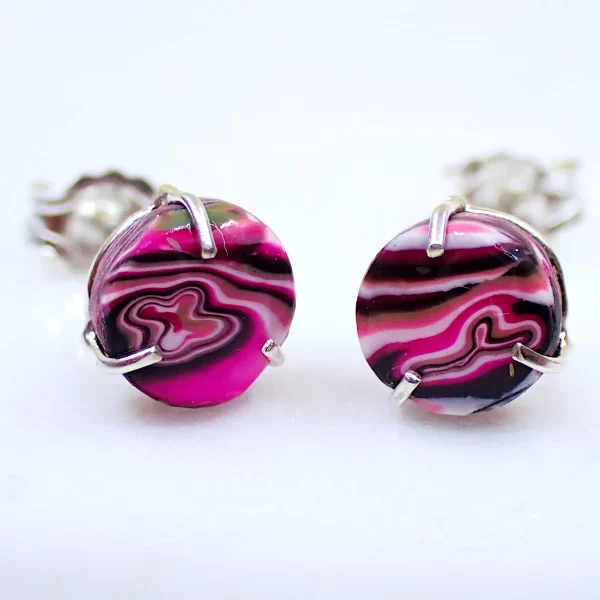 Abstract3_c Earrings ear studs sterling silver handmade polymer clay abstract art