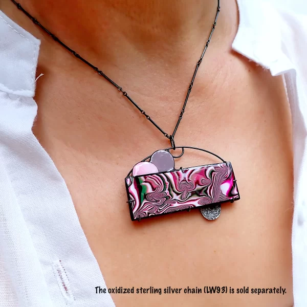 Dreamscape1_b Pendant oxidized sterling silver handmade polymer clay abstract art