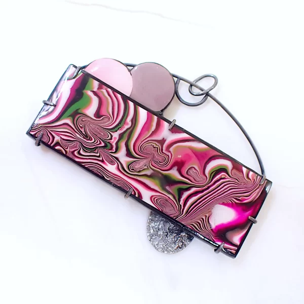 Dreamscape1_f Pendant oxidized sterling silver handmade polymer clay abstract art