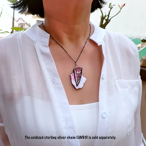 Dreamscape5_a Pendant oxidized sterling silver handmade polymer clay abstract art
