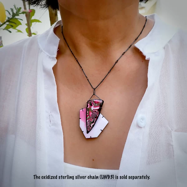 Dreamscape5_b Pendant oxidized sterling silver handmade polymer clay abstract art