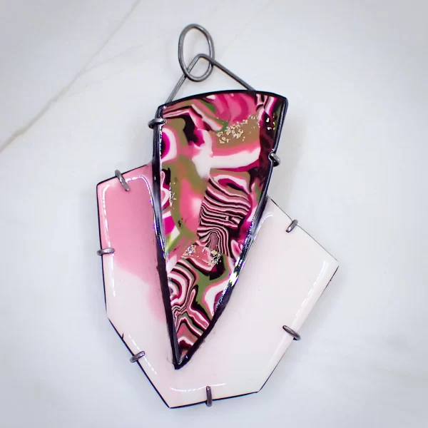 Dreamscape5_e Pendant oxidized sterling silver handmade polymer clay abstract art