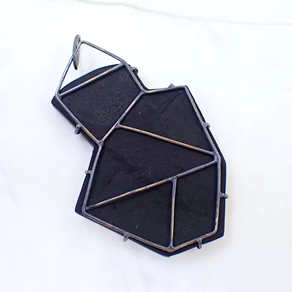 Dreamscape5_g Pendant oxidized sterling silver handmade polymer clay abstract art