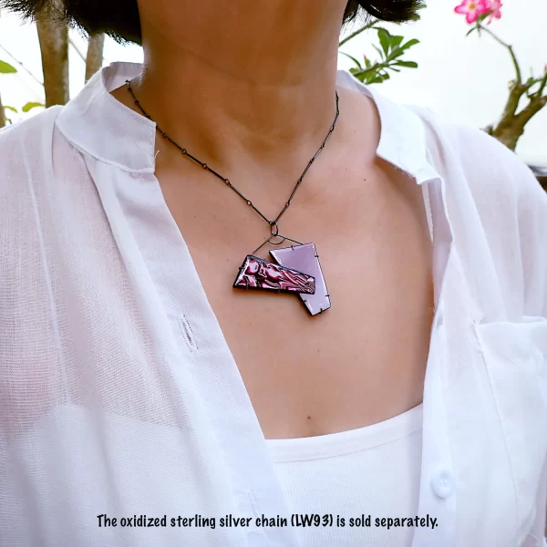 Dreamscape6_a Pendant oxidized sterling silver handmade polymer clay abstract art