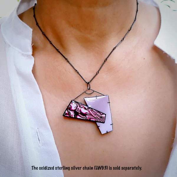 Dreamscape6_b Pendant oxidized sterling silver handmade polymer clay abstract art
