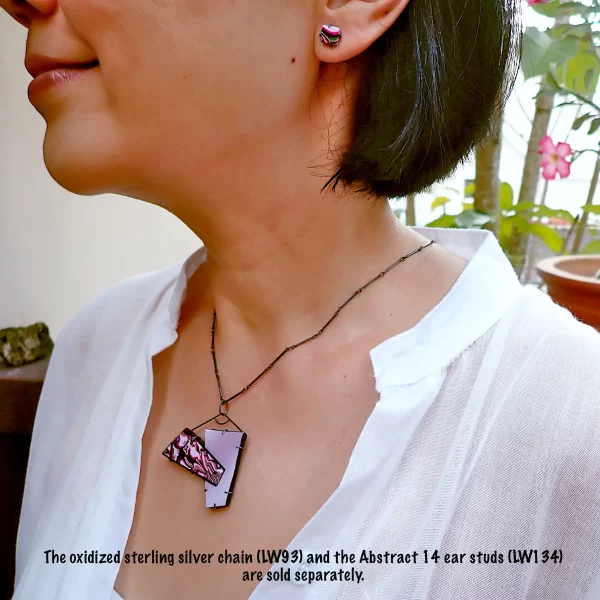 Dreamscape6_c Pendant oxidized sterling silver handmade polymer clay abstract art