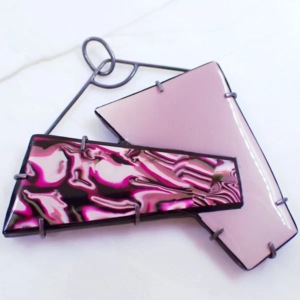Dreamscape6_f Pendant oxidized sterling silver handmade polymer clay abstract art