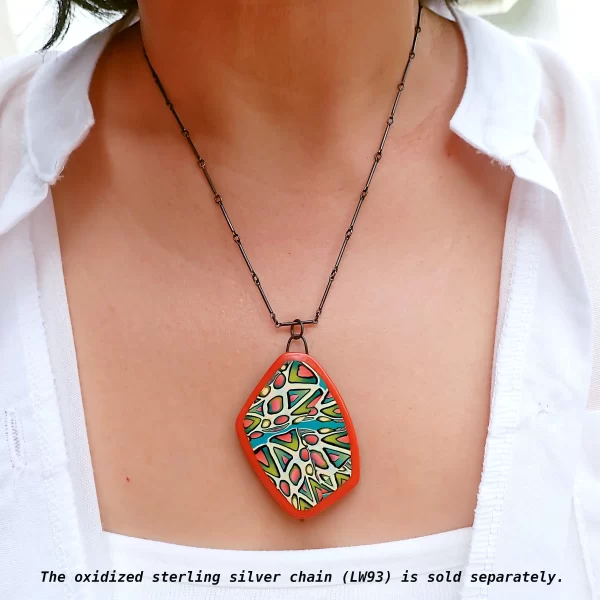 Easton_3 Pendant polymer clay abstract art oxidized sterling silver sunshine colors handmade