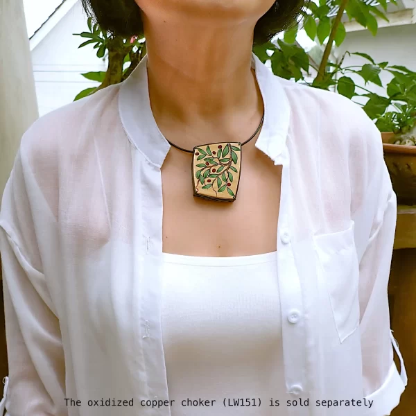 PlantsJapanese_2 Statement pendant nature plants polymer clay mixed media oxidized sterling silver handmade