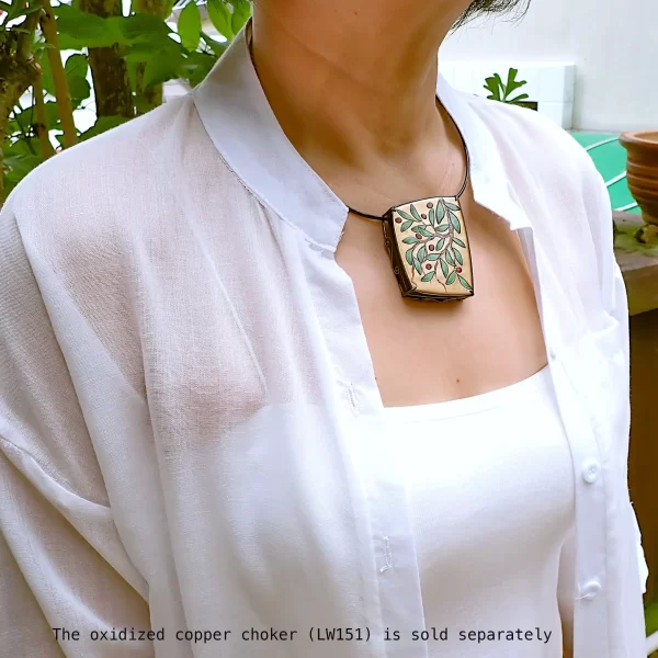 PlantsJapanese_3 Statement pendant nature plants polymer clay mixed media oxidized sterling silver handmade