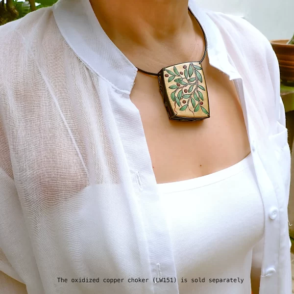 PlantsJapanese_4 Statement pendant nature plants polymer clay mixed media oxidized sterling silver handmade