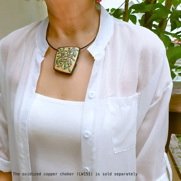 PlantsJapanese_5 Statement pendant nature plants polymer clay mixed media oxidized sterling silver handmade