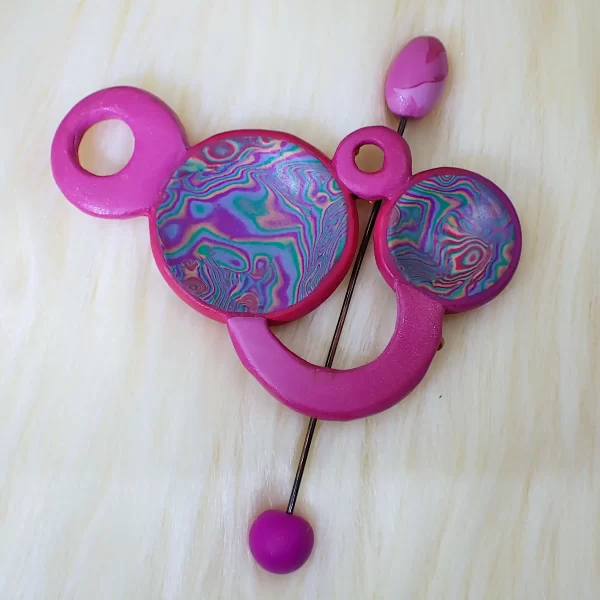 PhoenixColour2_f Whimsical bright fun brooch with pin phoenix colors double sided oxidized copper polymer clay handmade