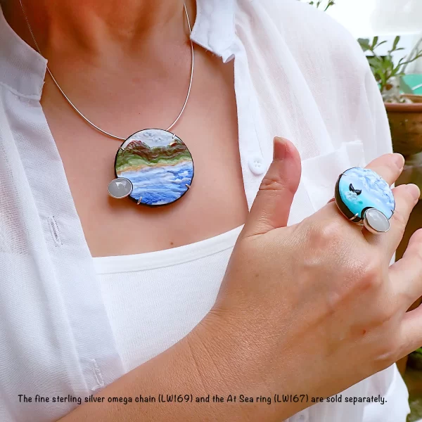 BytheCoast_10 Pendant sterling silver mixed media polymer clay natural jadeite seaside landscape handmade